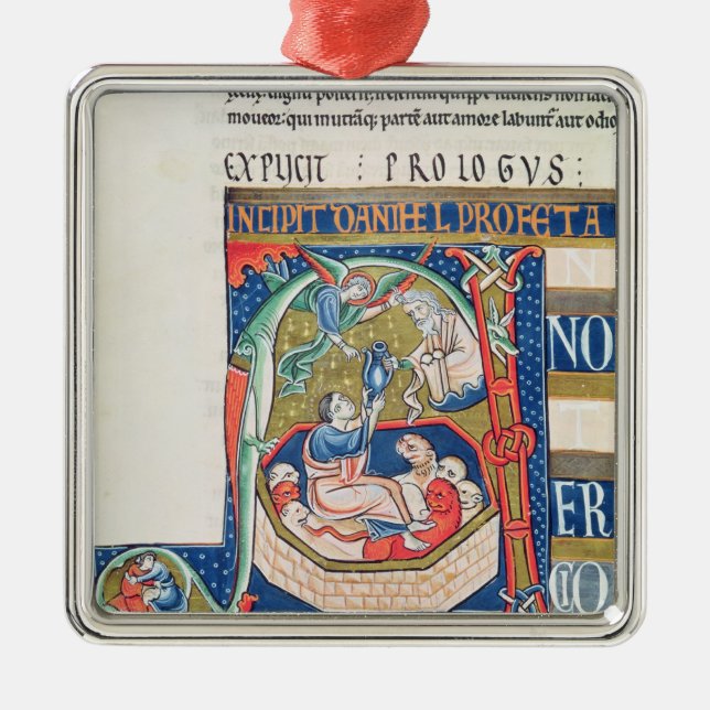 Historiated Initiale "A" Daniel darstellend Silbernes Ornament (Vorne)