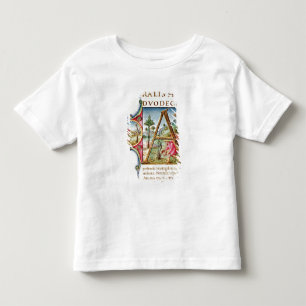 Historiated Initiale "A" darstellend Kleinkind T-shirt