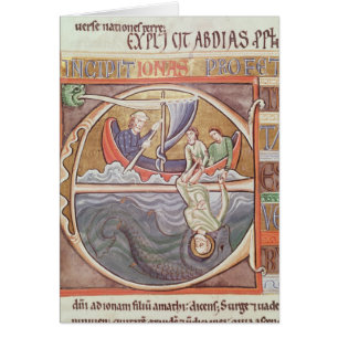Historiated Initiale "E" Jonas darstellend