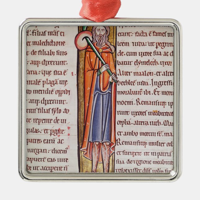 Historiated Initiale "ich" Elimelech darstellend Silbernes Ornament (Vorne)