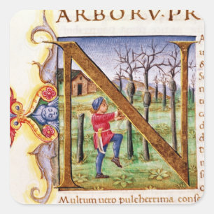 Historiated Initiale 'N Quadratischer Aufkleber