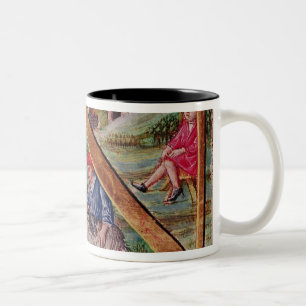 Historiated Initiale "N" Schafe darstellend Zweifarbige Tasse