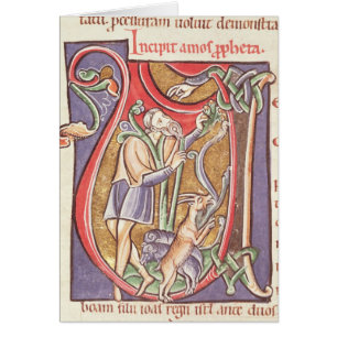 Historiated Initiale "V" Amos darstellend
