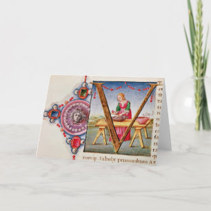 Historiated Initiale "V" darstellend