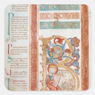 Historiated zeichnen "B ab", das König David Quadratischer Aufkleber