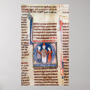 Historiated zeichnen "D ab", das eine Heirat Poster