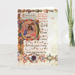 Historiated zeichnen "P ab", welches die Geburt Feiertagskarte