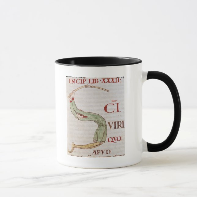 Historiated zeichnen "S ab", das einen Mann Tasse (Rechts)