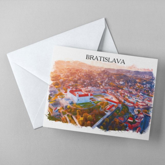 Historic Bratislava Slovakia - Watercolor Skyline  Postkarte (Historic Bratislava Slovakia - Watercolor Skyline Postcard)