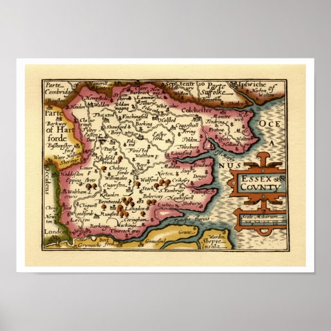 Historic Essex Landkreis Map, England Poster (Vorne)