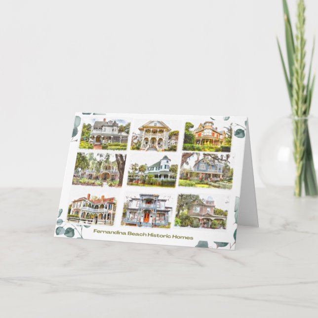 Historic Homes of Fernandina Beach 5x7 Note Card Dankeskarte (Vorderseite)
