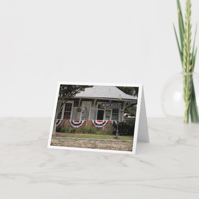 Historic Norcross Ga: Bahndepot 3. Juli Karte (Vorderseite)