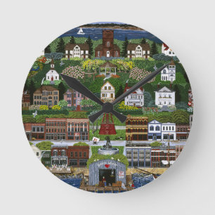 Historic Port Townsend, Washington Runde Wanduhr