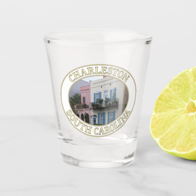 Historic Rainbow Row Zuhause, Charleston, SC Schnapsglas (Vorderseite)