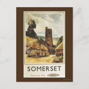 Historic Village Scene British Railposter Postkarte