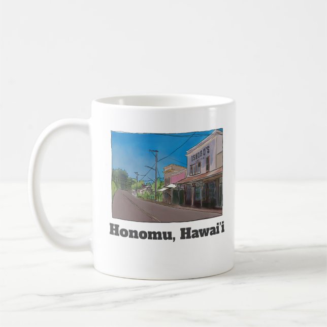 Historical Hawaii Plantation Town Honomu Nostalgic Kaffeetasse (Links)