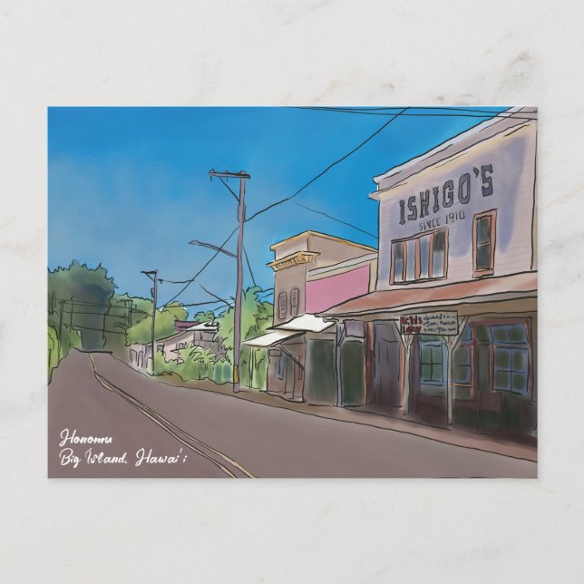 Historical Hawaii Plantation Town Honomu Nostalgic Postkarte (Vorderseite)