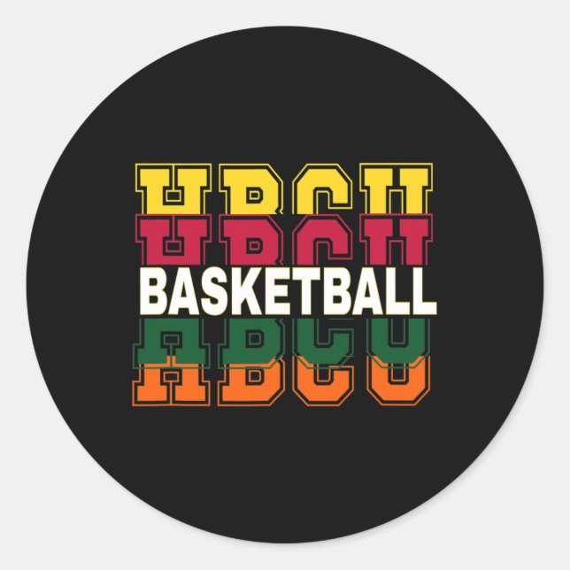 Historisch Black Uni University Basketball P Runder Aufkleber (Vorderseite)