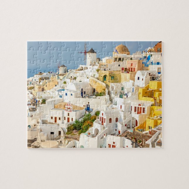 Historisch farbenfroh Oia Village Santorini Griech Puzzle (Horizontal)