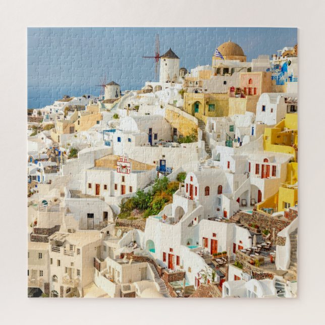 Historisch farbenfroh Oia Village Santorini Griech Puzzle (Vertikal)