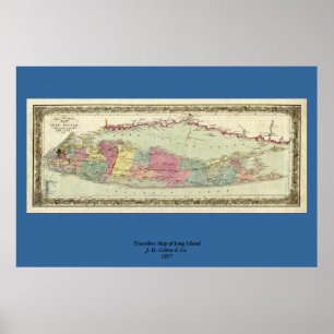 Historische 1855-1857 Reiseschild auf Long Island Poster