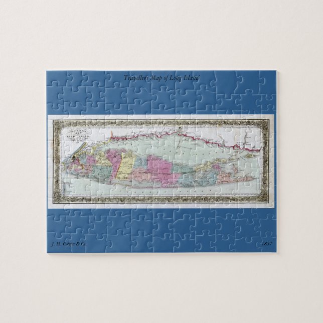 Historische 1855-1857 Reiseschild auf Long Island Puzzle (Horizontal)