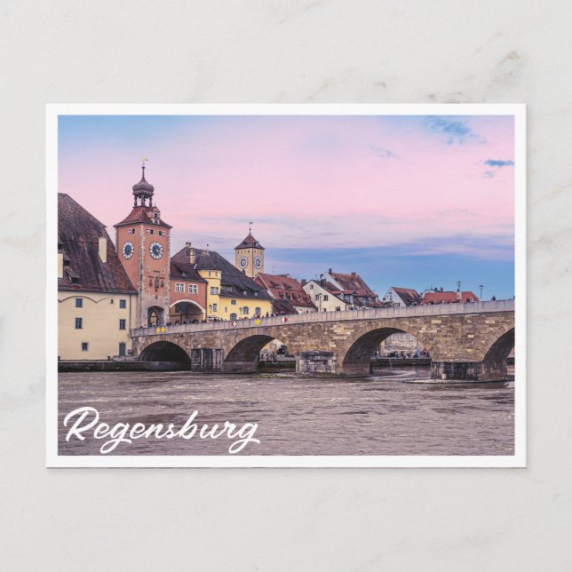 Historische Altstadt in Regensburg, Deutschland Postkarte (Vorderseite)