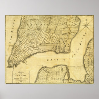 Historische amerikanische Karte von New York City Poster