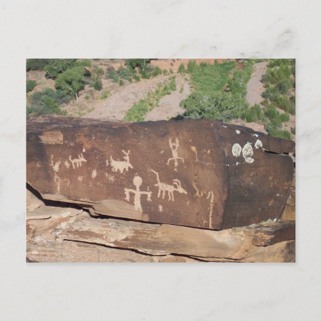 Historische amerikanische Petroglyphen - Postkarte (Vorderseite)