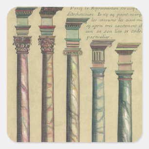 Historische Architektur, die 5 architektonischen O Quadratischer Aufkleber