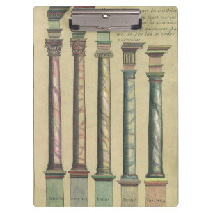 Historische Architektur, die 5 Architektur-Ordnung Klemmbrett