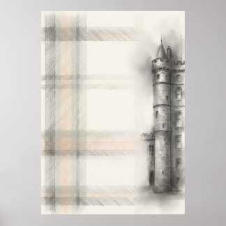 Historische Architekturzeichnung eines schottische Poster