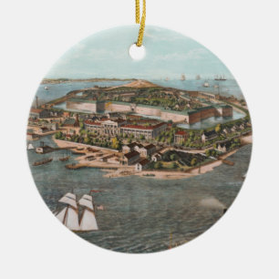 Historische Bildkarte von Fort Monroe Virginia Keramik Ornament