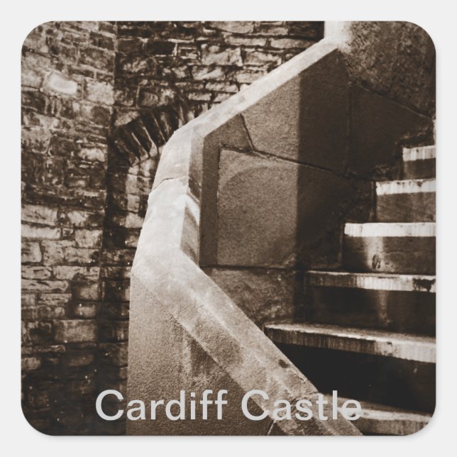 Historische Burgen von Cardiff Quadratischer Aufkleber (Vorderseite)