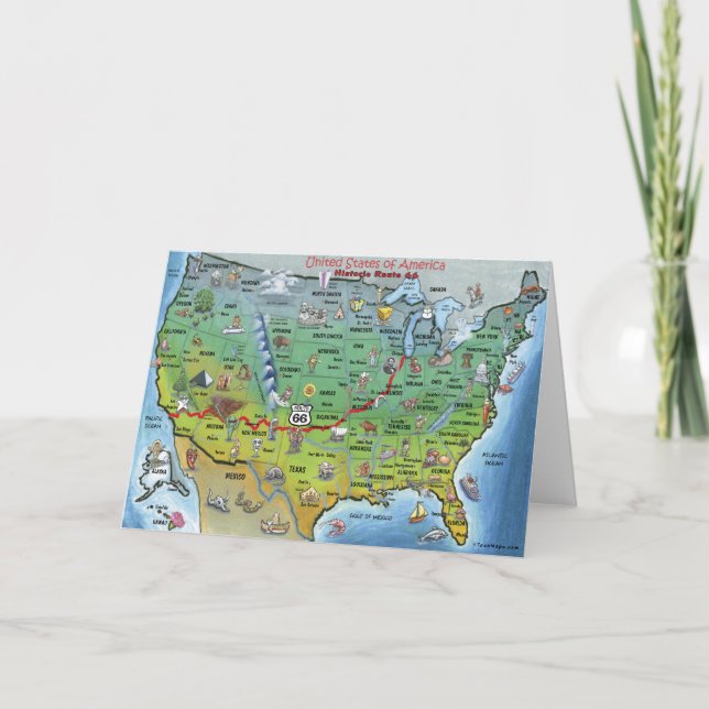 Historische Cartoon-Karte des Weg-66 Karte (Vorderseite)