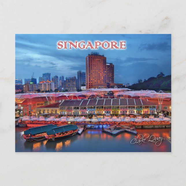 Historische Clarke Quay in Singapur Postkarte (Vorderseite)