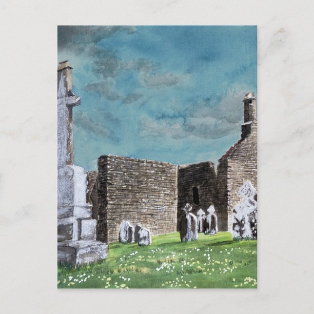 Historische Clonmacnoise Celtic Friedhof Scene Postkarte (Vorderseite)