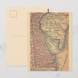 Historische Delaware-Staatskarte Postkarte