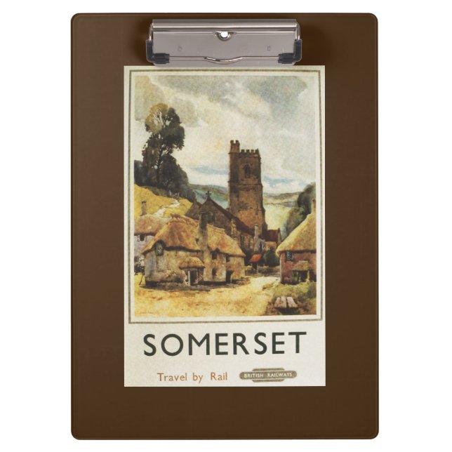 Historische Dorf-Szenen-britisches Bahnplakat Klemmbrett (Vorderseite)