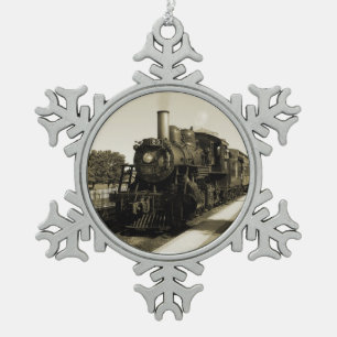 Historische Eisenbahn Schneeflocken Zinn-Ornament