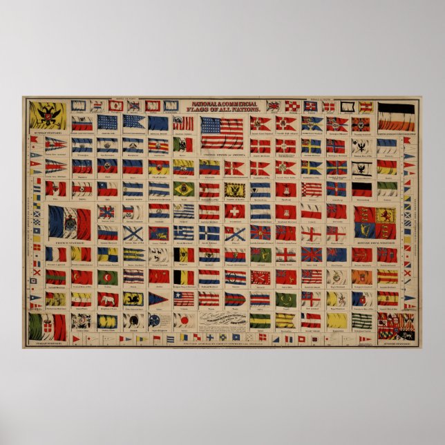 Historische Flaggen der Welt (1869) Poster (Vorne)