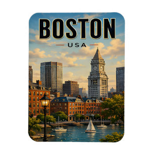 Historische Hafenlandschaft Boston Massachusetts Magnet
