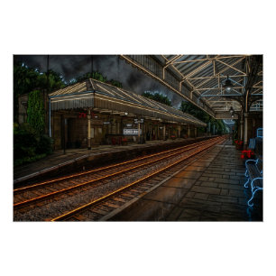 Historische Hebden Bridge Bahnhof Vintage Neon Kun Poster