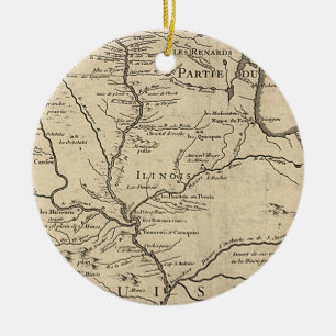 Historische Illinois-Karte von 1718 Keramik Ornament
