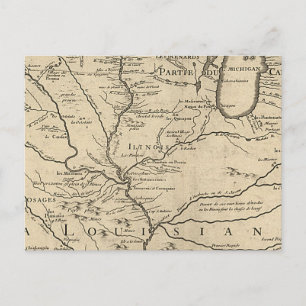 Historische Illinois-Karte von 1718 Postkarte