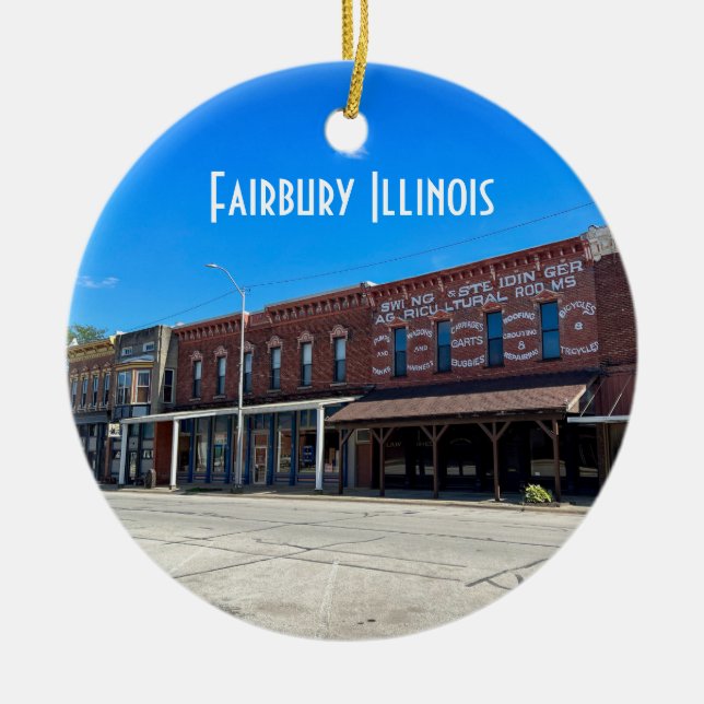 Historische Innenstadt Fairbury Illinois Keramik Ornament (Vorne)