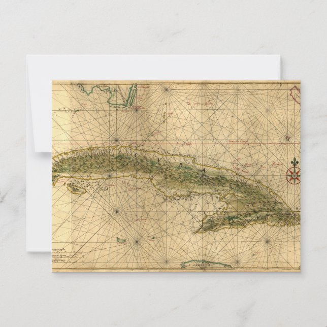 Historische Karte 1639 von Kuba durch Joan (Vorderseite)