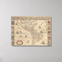 Historische Karte Amerikas (Nord- und Südamerika) Leinwanddruck