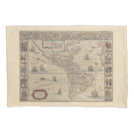 Historische Karte Amerikas (Süd- und Nordamerika) Kissenbezug