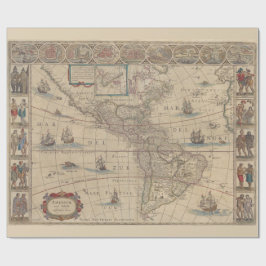 Historische Karte der amerikanischen Kontinente Geschenkpapier